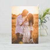 Modern Script Photo Wedding Save The Date Einladung (Stehend Vorderseite)