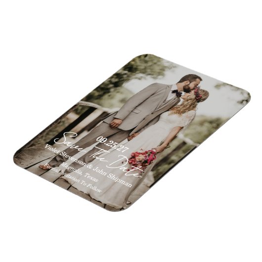 Modern Script Photo Wedding Save The Date Magnet (Linke Seite)
