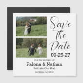 Modern Script Photo Wedding Save The Date Magneteinladung (Vorne/Hinten)