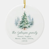Modern Script Pine Tree Family Christmas Keramik Ornament (Vorne)