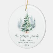 Modern Script Pine Tree Family Christmas Keramik Ornament (Links)