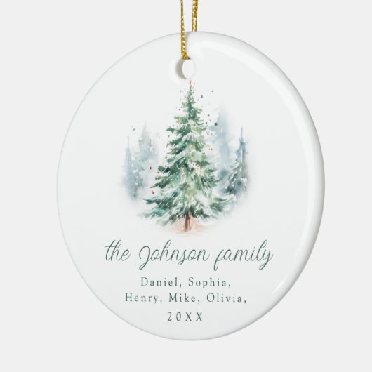Modern Script Pine Tree Family Christmas  Keramik Ornament (Links)