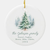 Modern Script Pine Tree Family Christmas Keramik Ornament (Hinten)