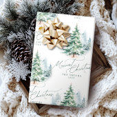 Modern Script Pine Tree Merriest Christmas Geschenkpapier