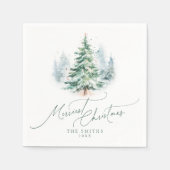 Modern Script Pine Tree Merriest Christmas Serviette (Vorderseite)