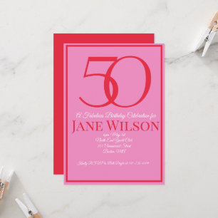 Modern Script Pink 50. Geburtstag fabulous Einladung