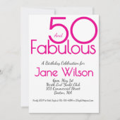 Modern Script Pink Fabulous 50. Geburtstag Einladung (Vorderseite)