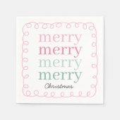 Modern Script Pink Frohe Weihnachten Serviette (Vorderseite)