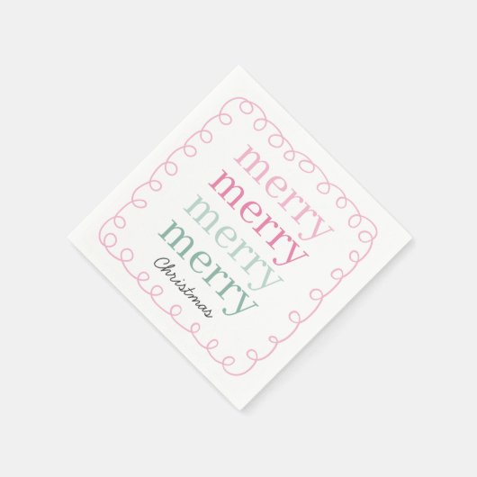 Modern Script Pink Frohe Weihnachten Serviette (Ecke)