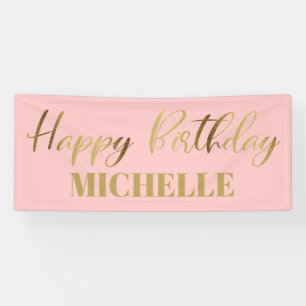 Modern Script Pink Gold Alles Gute zum Geburtstag Banner