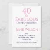 Modern Script Pink Navy 40 Fantastischer Geburtsta Einladung (Vorderseite)