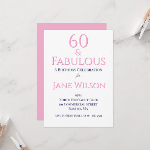 Modern Script Pink Navy 60 Fabelhafter Geburtstag Einladung