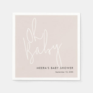 Modern Script Pink Oh Baby Baby Shower Serviette