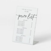 Modern Script Price List Pedestal Sign Sockelschild (Vorderseite)