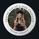 Modern Script Proud Dad Senior Photo Graduation  Button<br><div class="desc">Celebrate your graduate in style with this Modern Script Proud Dad Graduation Photo Hand Fan. Perfect for graduation ceremonies and parties, this personalized "Proud Dad of a Graduate" fan lets proud moms show their love and support while cheering on their graduate during the big moment. Designed with elegant modern script...</div>