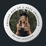Modern Script Proud Dad Senior Photo Graduation  Button<br><div class="desc">Celebrate your graduate in style with this Modern Script Proud Dad Graduation Photo Hand Fan. Perfect for graduation ceremonies and parties, this personalized "Proud Dad of a Graduate" fan lets proud moms show their love and support while cheering on their graduate during the big moment. Designed with elegant modern script...</div>