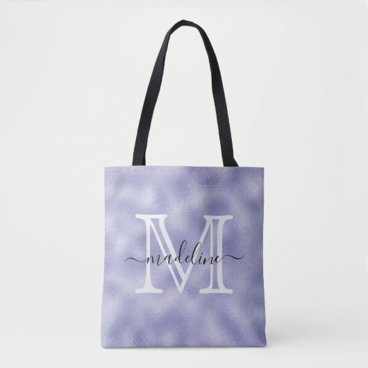 Modern Script Purple Foil Monogram Tasche (Vorderseite)