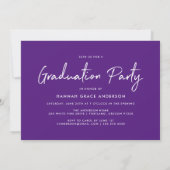 Modern Script Purple Foto Graduation Party Einladung (Rückseite)