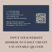 Modern Script QR Code Beruflich Blue Visitenkarte