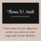 Modern Script QR Code Black Visitenkarte