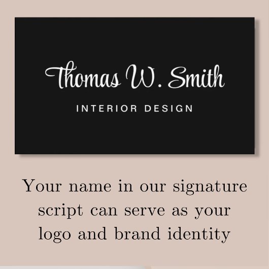 Modern Script QR Code Black Visitenkarte