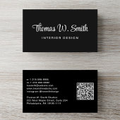 Modern Script QR Code Black Visitenkarte