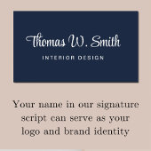 Modern Script QR Code Blau Visitenkarte