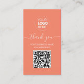Modern Script QR Code Orange Order Vielen Dank Visitenkarte (Vorderseite)