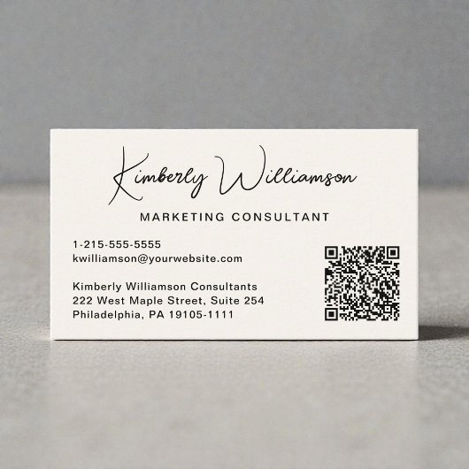 Modern Script QR Code Professional Visitenkarte