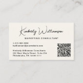 Modern Script QR Code Professional Visitenkarte (Vorderseite)