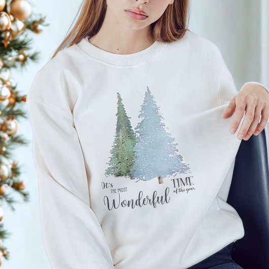 Modern Script Quote Wasserfarbener Weihnachtsbaum Sweatshirt