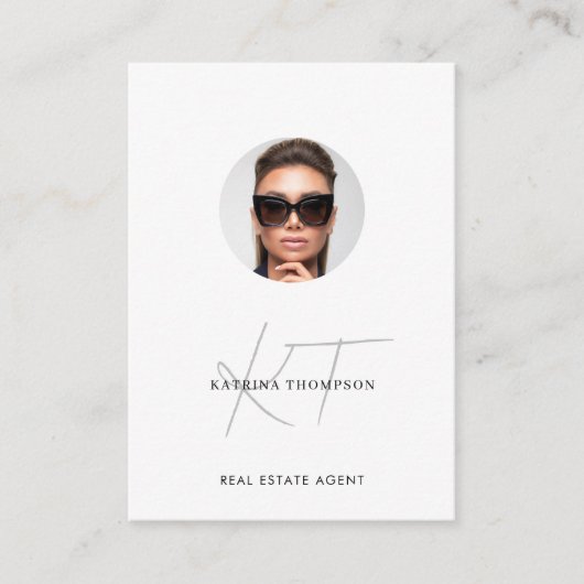 Modern Script Real Anwesen Foto Realtor QR Code Visitenkarte (Vorderseite)