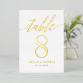 Modern Script REAL FOIL Tischnummer Card (Stehend vorne)