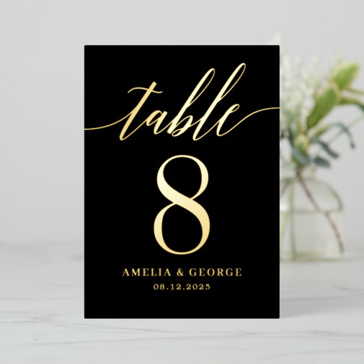 Modern Script REAL FOIL Tischnummer Card (Stehend vorne)