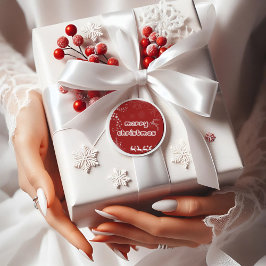 Modern Script Red Frohe Weihnachts-Round-Sticker Runder Aufkleber