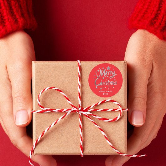 Modern Script Red Mercury Custom Runder Aufkleber