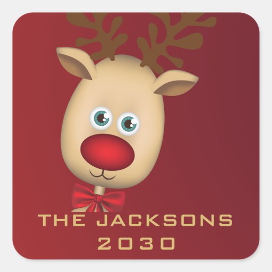 Modern Script Red Merry Weihnachten Custom Square Quadratischer Aufkleber (Vorderseite)