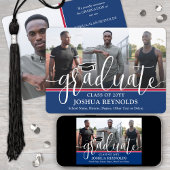 Modern Script Red White & Blue 4 Foto Abschluss Ankündigung