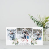 Modern Script Red & White Frohe Weihnachten 3 Foto (Stehend Vorderseite)