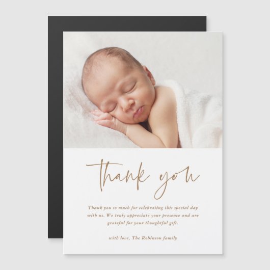 Modern Script Religious Baptism Danke You Card Magnetkarte (Vorne/Hinten)