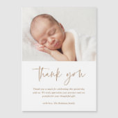 Modern Script Religious Baptism Danke You Card Magnetkarte (Vorderseite)