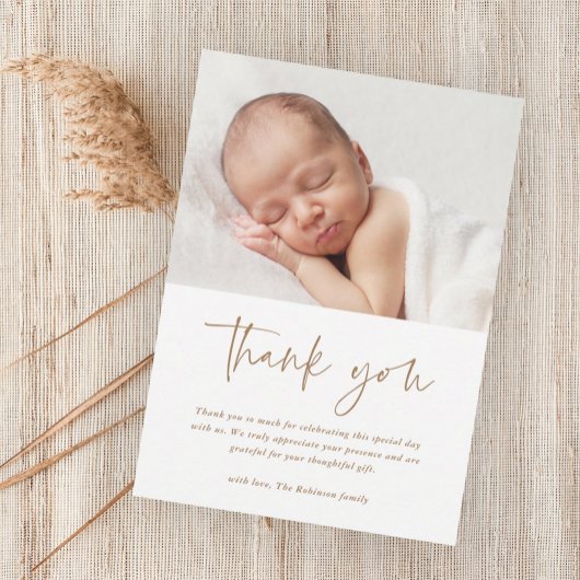Modern Script Religious Baptism Danke You Card Magnetkarte