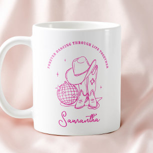 Modern Script Rosa Western Disco Cowgirl BFF Kaffeetasse