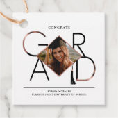 Modern Script Rose Gold Tassel Grad Foto Frame Geschenkanhänger (Vorderseite)