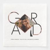 Modern Script Rose Gold Tassel Grad Foto Frame Serviette (Vorderseite)