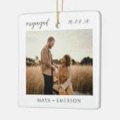 Modern Script Rustic Engagement Photo Keepsake Keramikornament (Links)