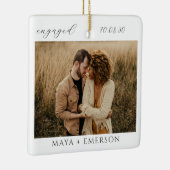 Modern Script Rustic Engagement Photo Keepsake  Keramikornament (Rechts)