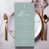Modern Script Sage Green Baptismenü Programm