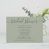 Modern Script Sage Green Brautparty Einladung (Stehend Vorderseite)