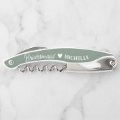 Modern Script Sage Green Bridesmaid Vorschlag Gesc Kellnermesser (Rückseite)
